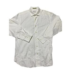 Tommy Bahama Shirt Mens Large Cream Silk Blend Pineapple Coastal Business Luxury